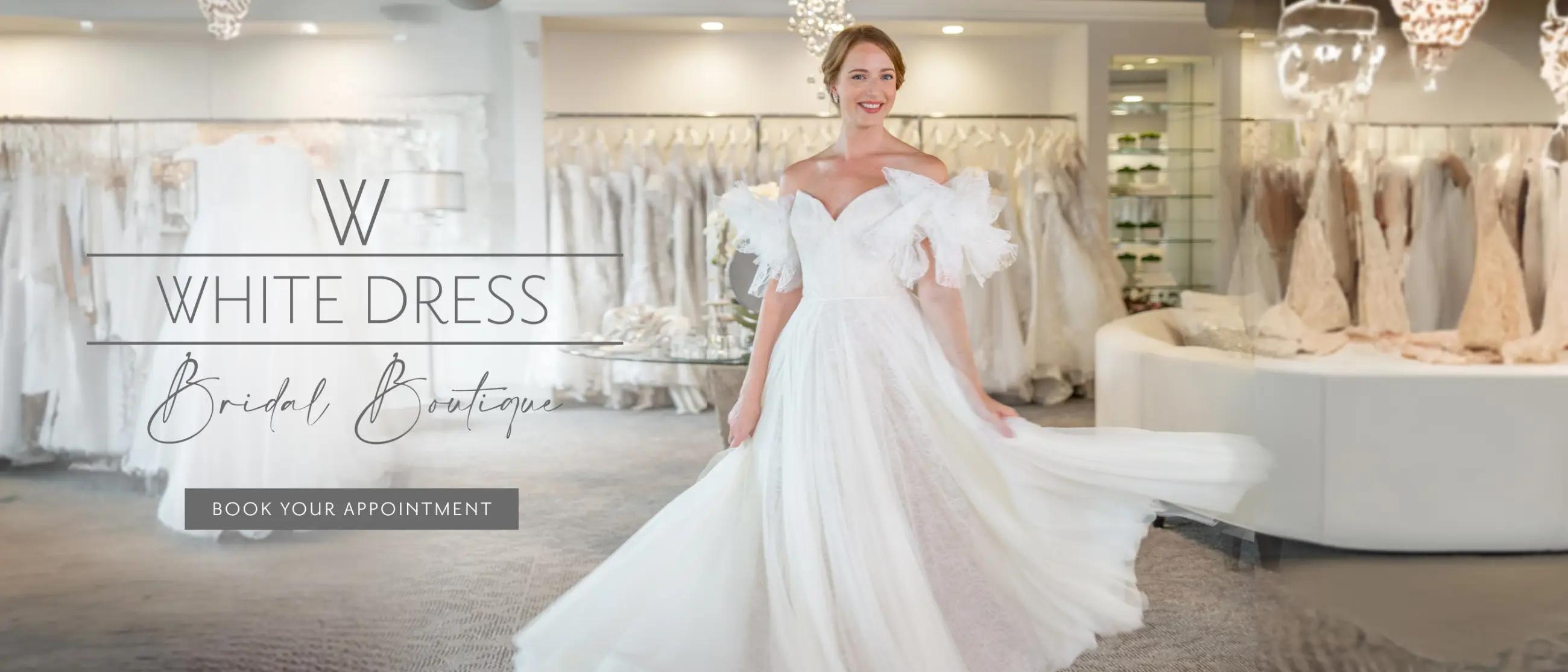 Desktop White Dress Bridal Boutique Homepage Main Banner