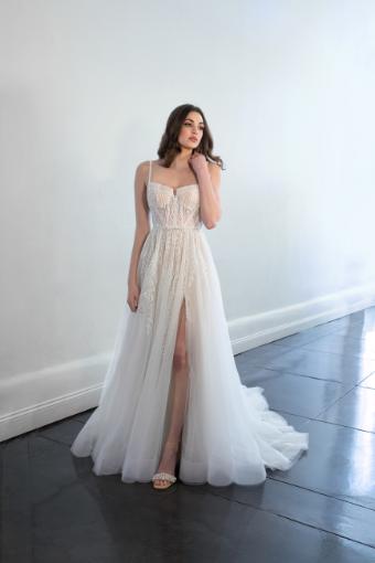 Martina Liana 1490 | Martina Liana #0 default (IVRM-PL) Ivory Lace & Tulle over Rum Gown w Porcelain Tulle Plunge thumbnail